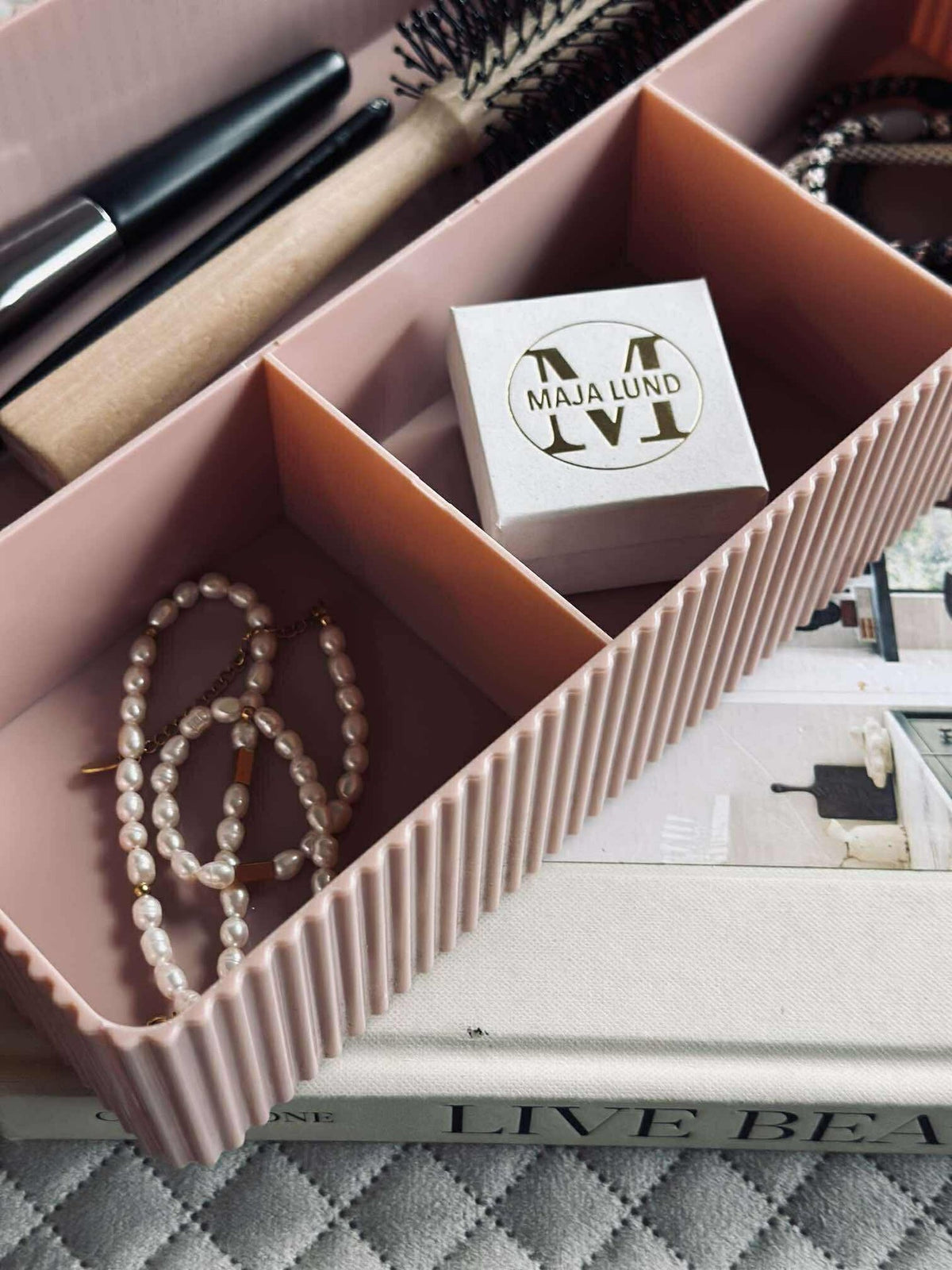 Make-up organizer met vakverdeling - Roze