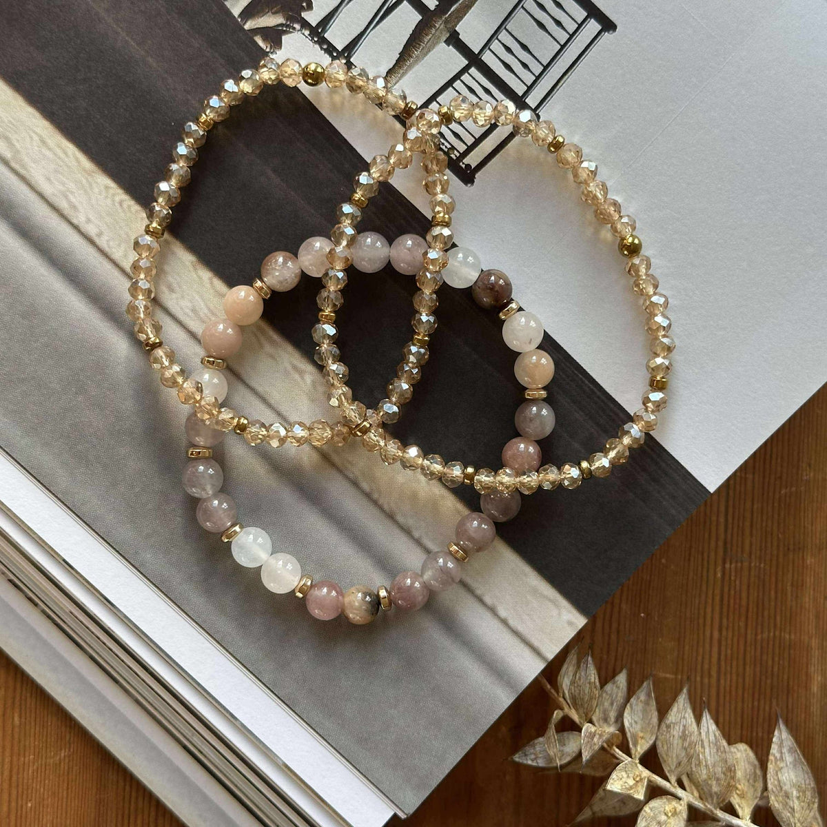 Armbanden Luna Blush Mix / Naturel – Set van 3