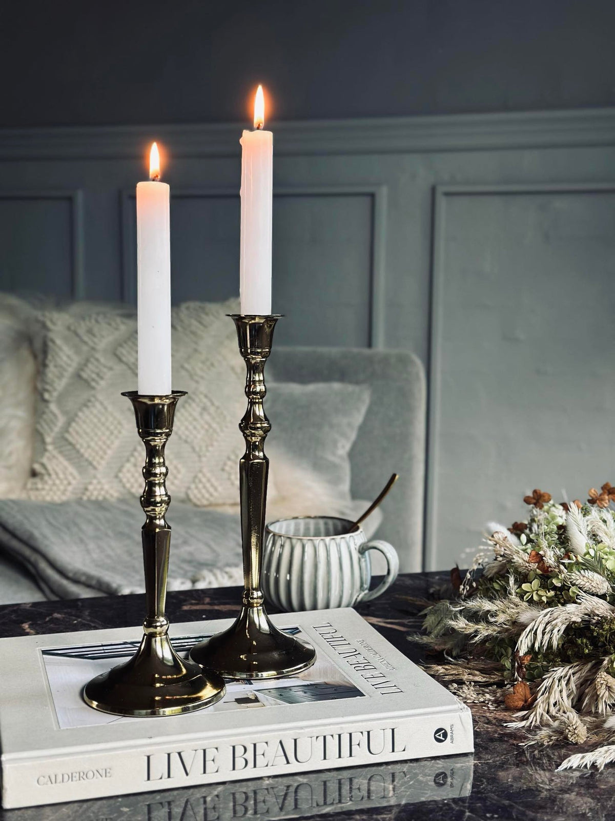 Kandelaar hoekig Aluminium goud