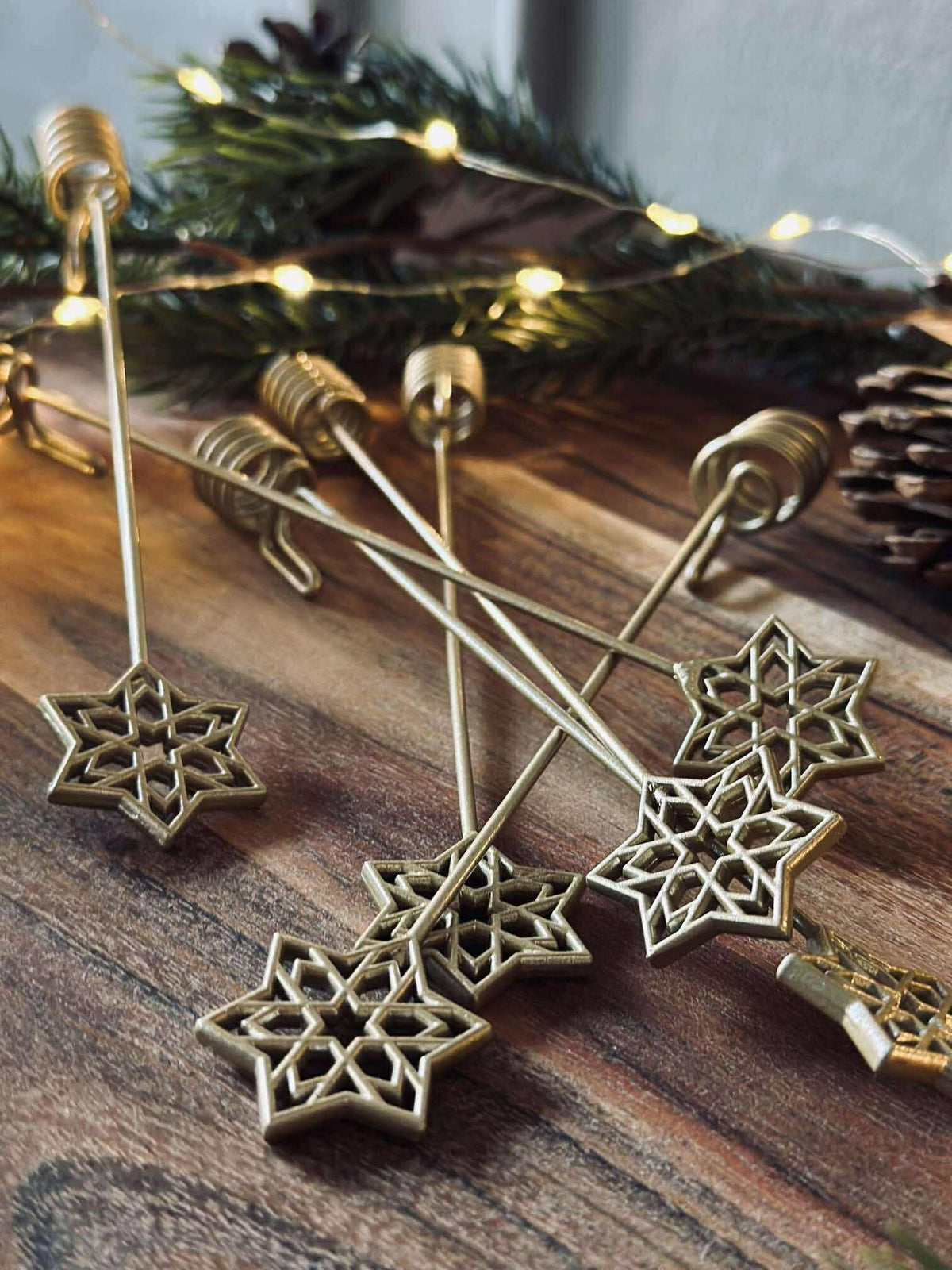 Kaarshouder voor kerstboom STAR - 6 st.