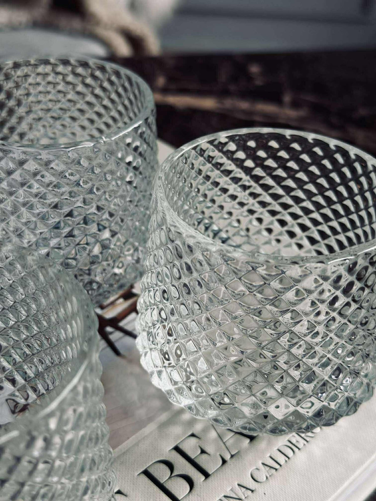 Kandelaars van helder glas - Set van 3 stuks.