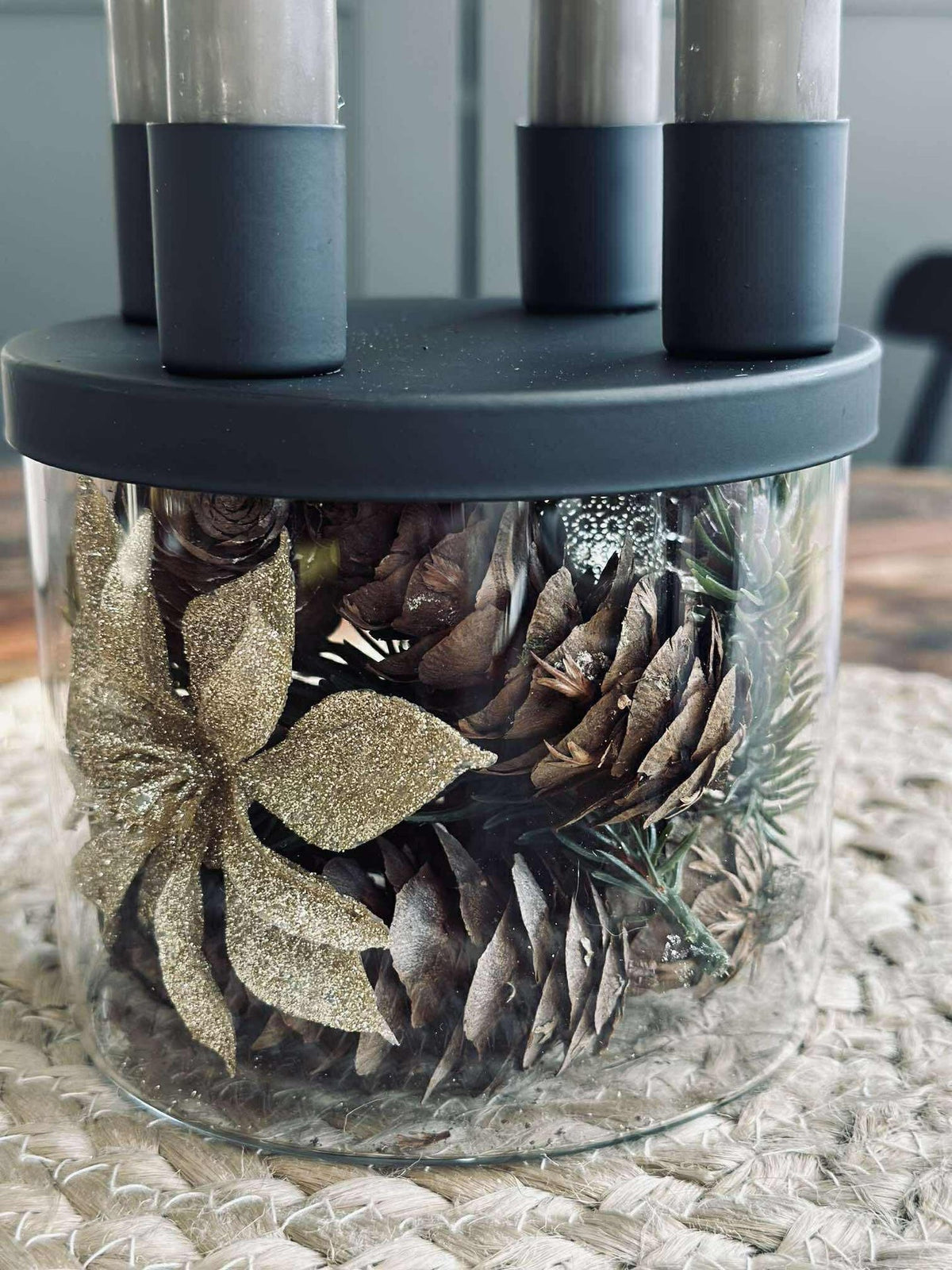 Hurricane met glas voor 4 kaarsen