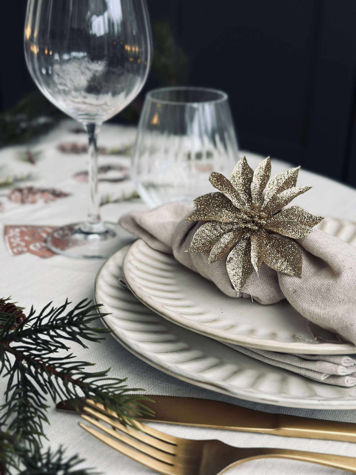 Deco bloemen met glitters - 4 stuks