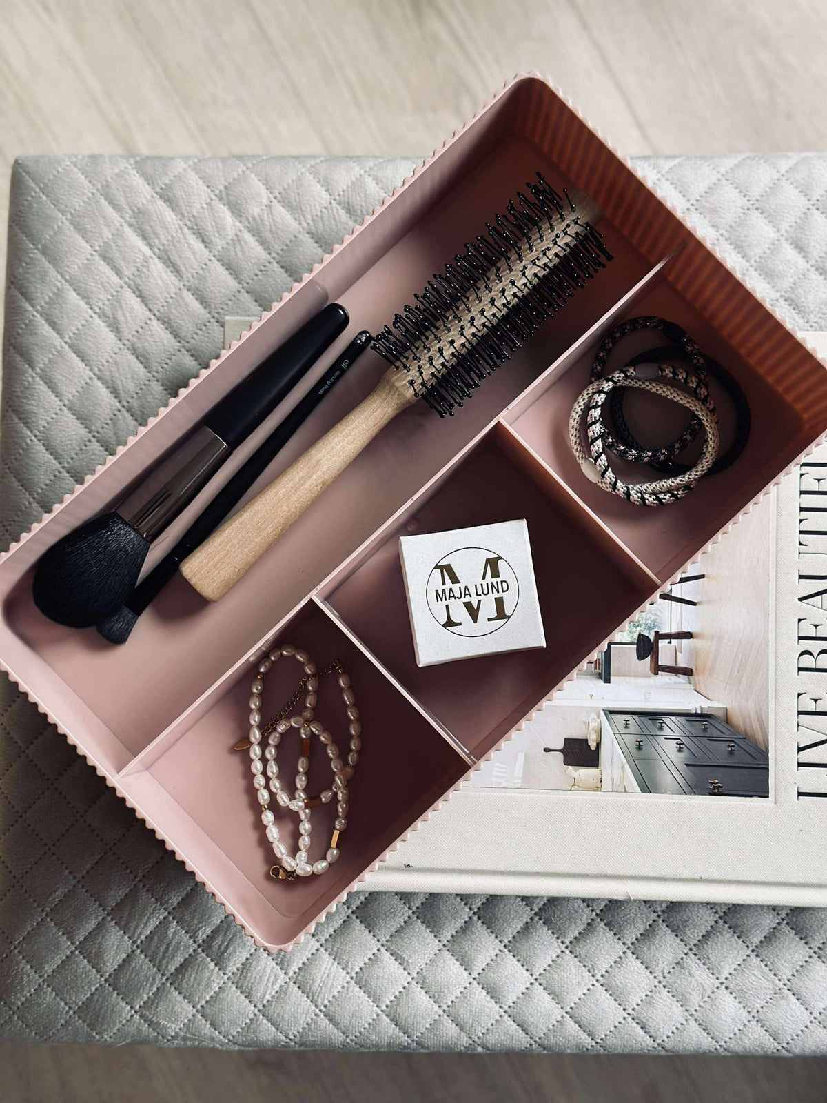 Make-up organizer met vakverdeling - Roze