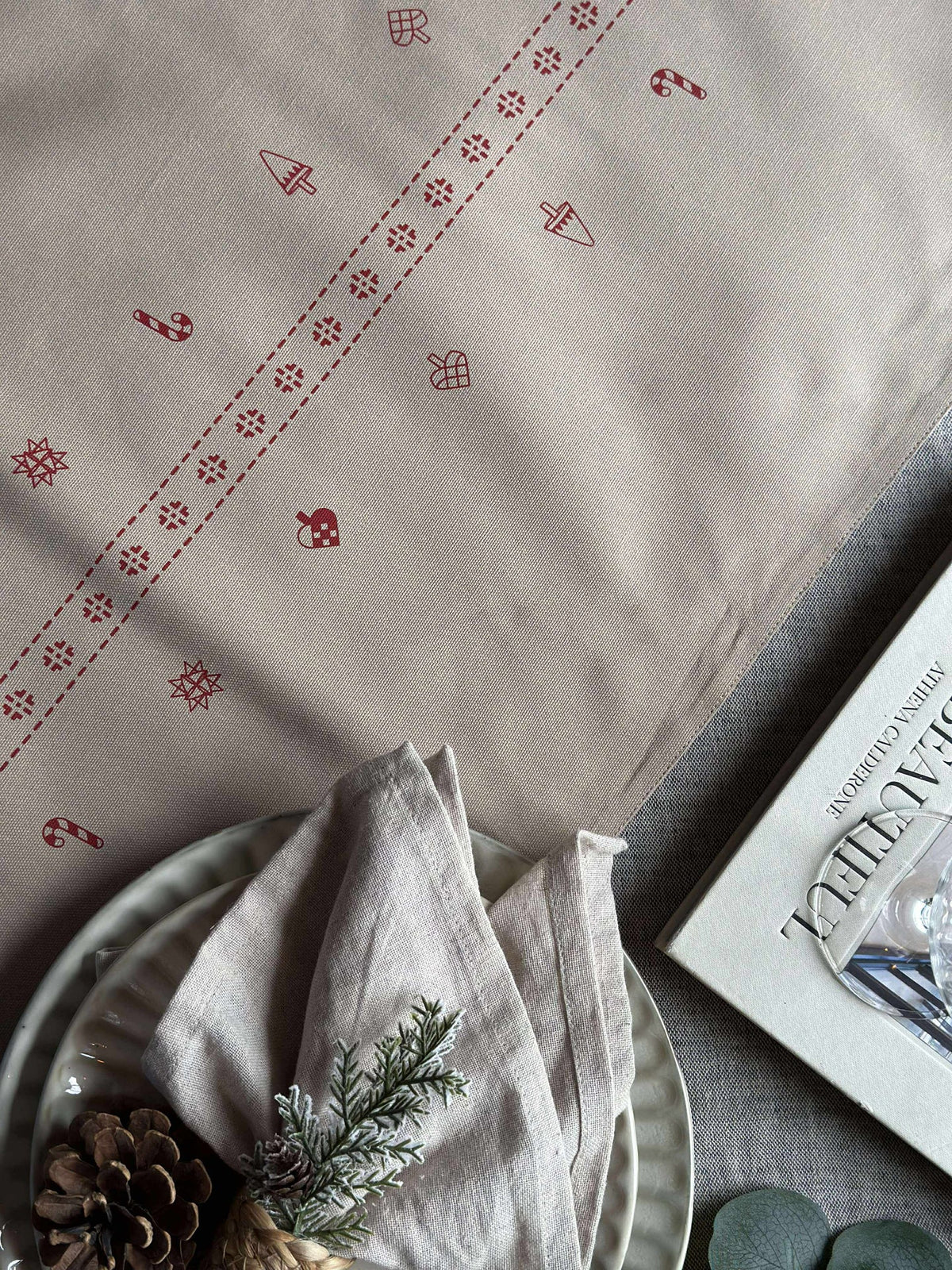 Tafelloper kerst - 40x140 cm - Beige