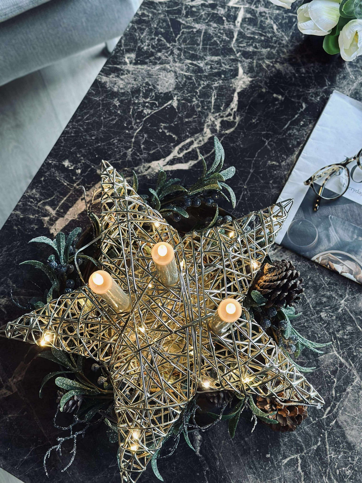 Ster met LED-licht - Gold