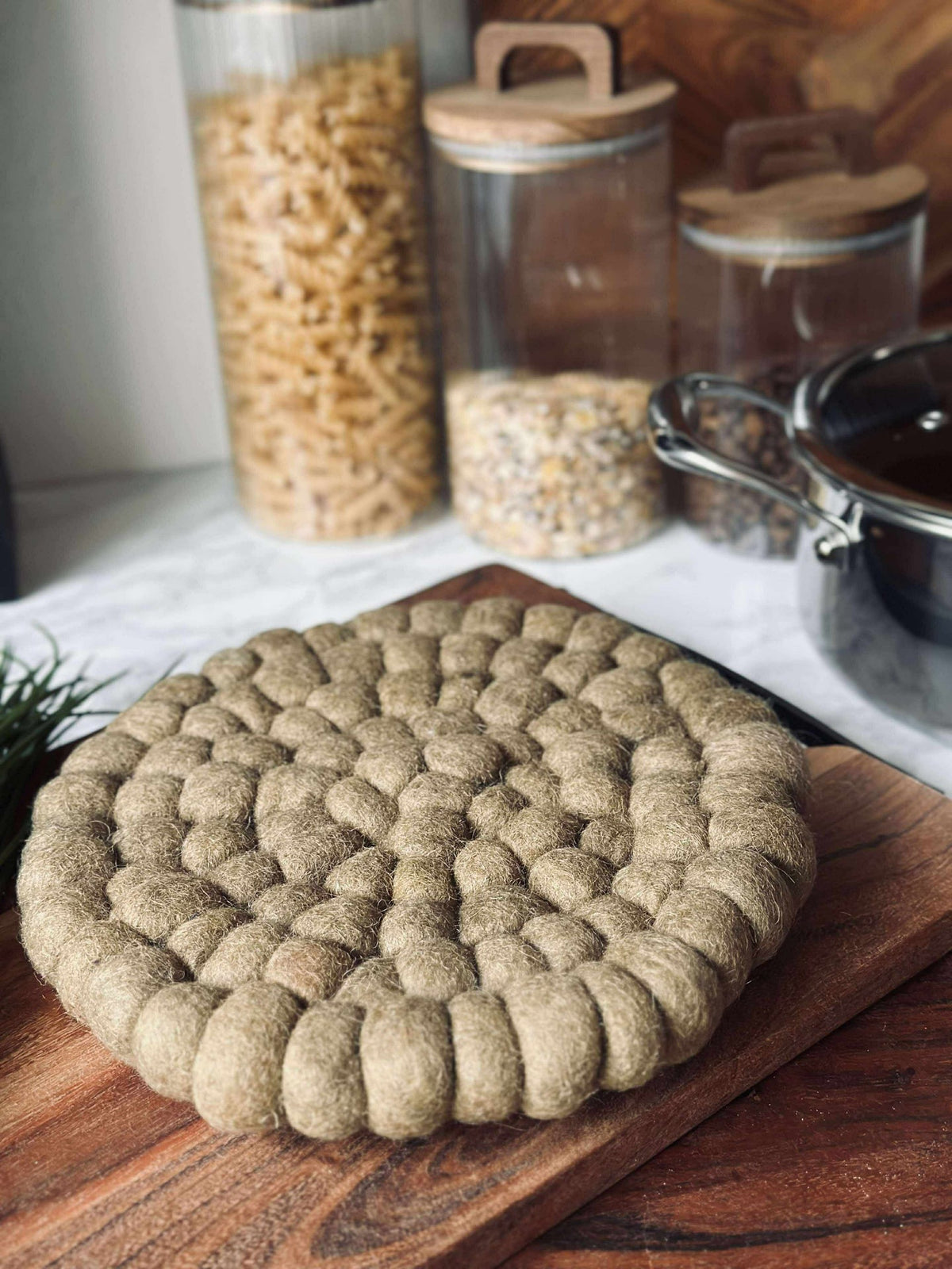 Onderzetter DOTS - Taupe wol