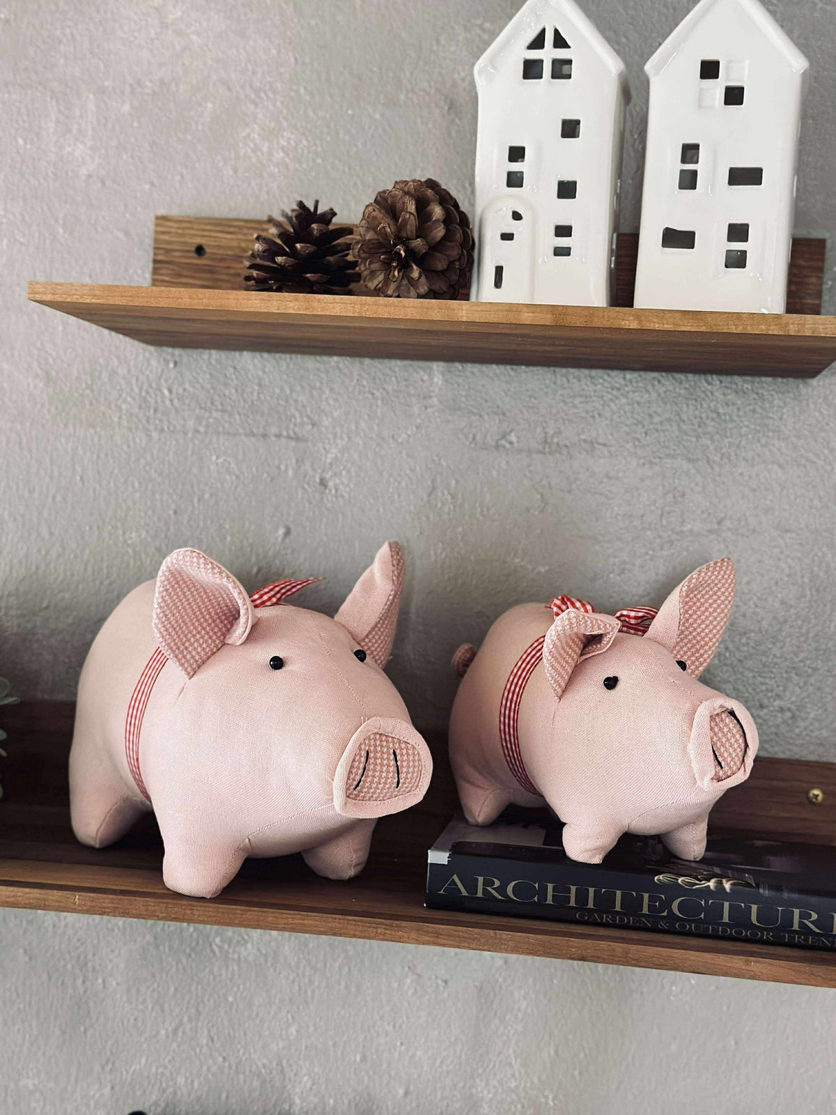Kerstvarken met strik - Roze