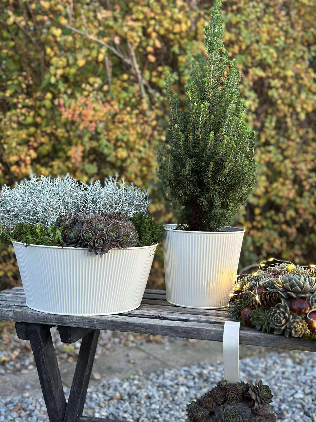 Bloempot met ribbels - Wit