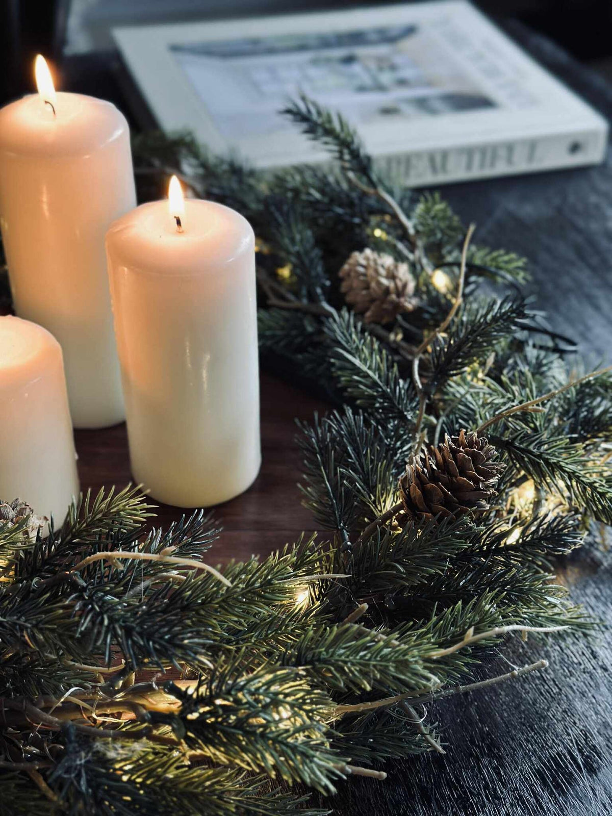 Kerstkrans met licht - Zonder sneeuw