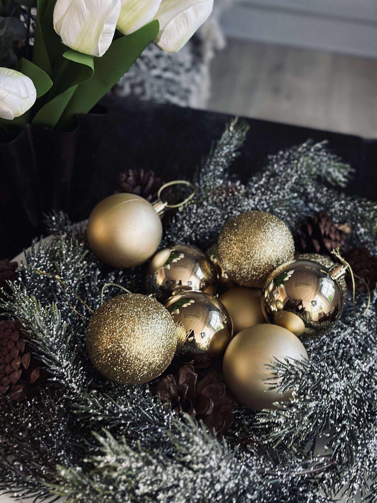 Kerstballen Goud - 10 stuks.
