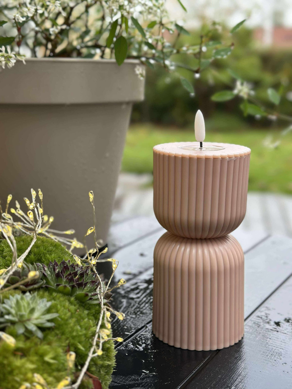 LED Stompkaars Roze/Beige zandloper - Buiten