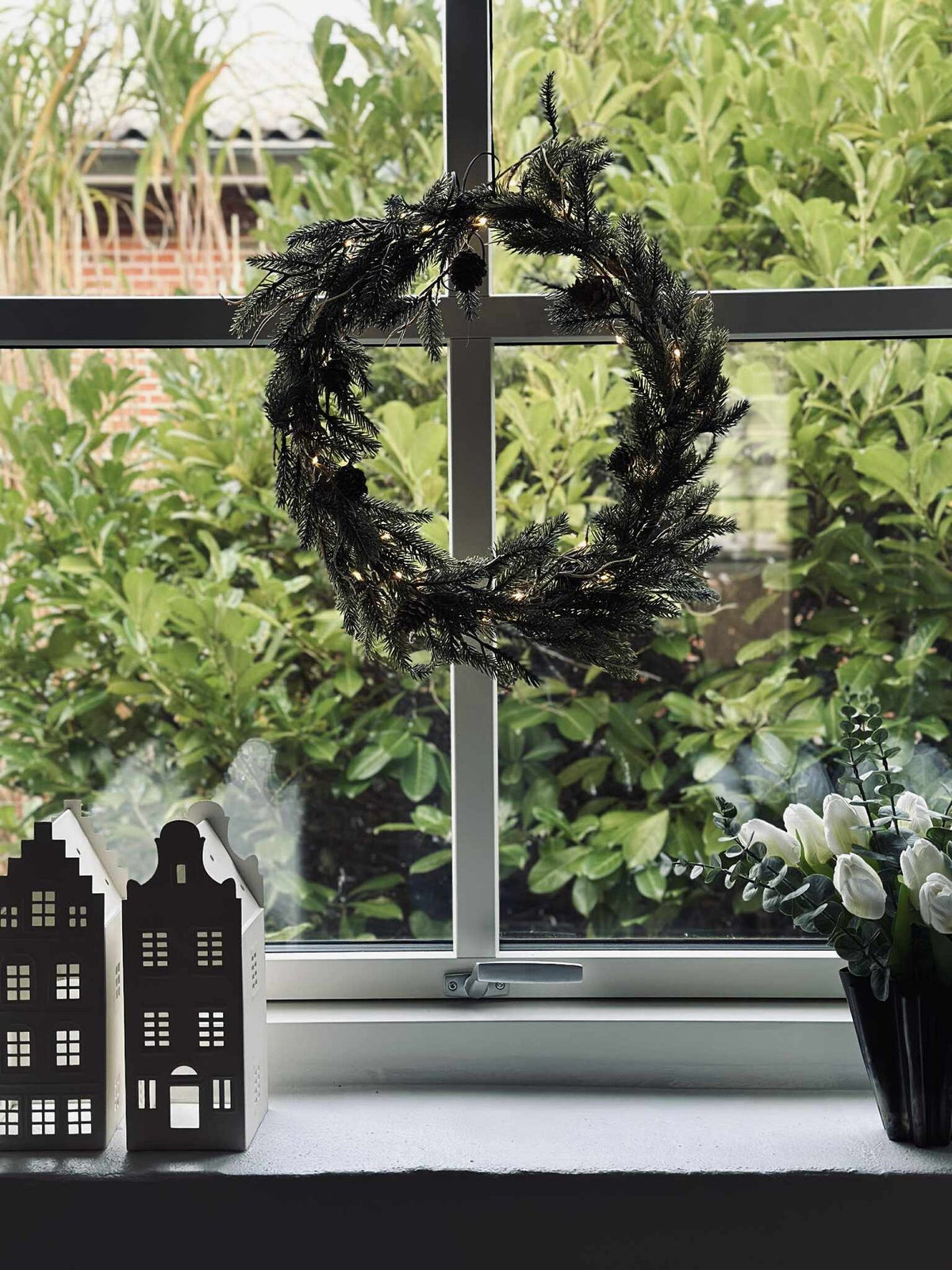 Kerstkrans met licht - Zonder sneeuw