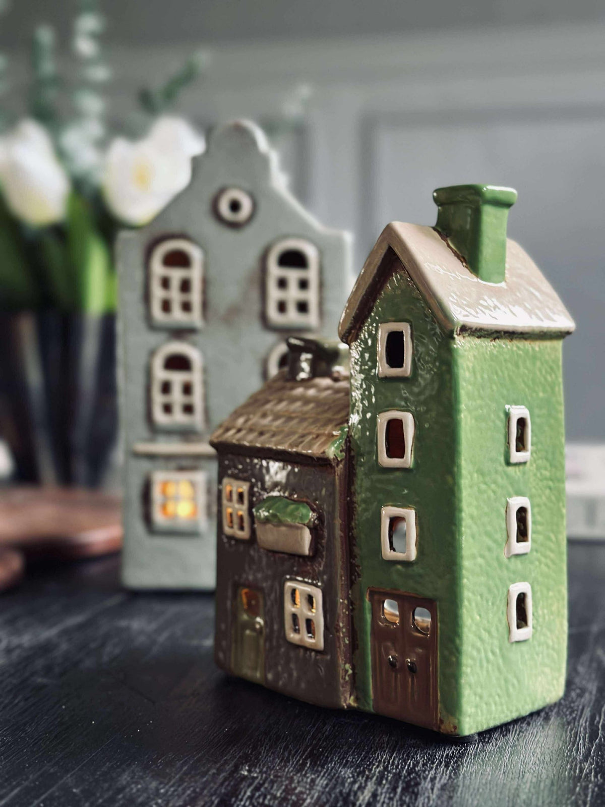 Lyshus Dobbelt Keramik - Groen