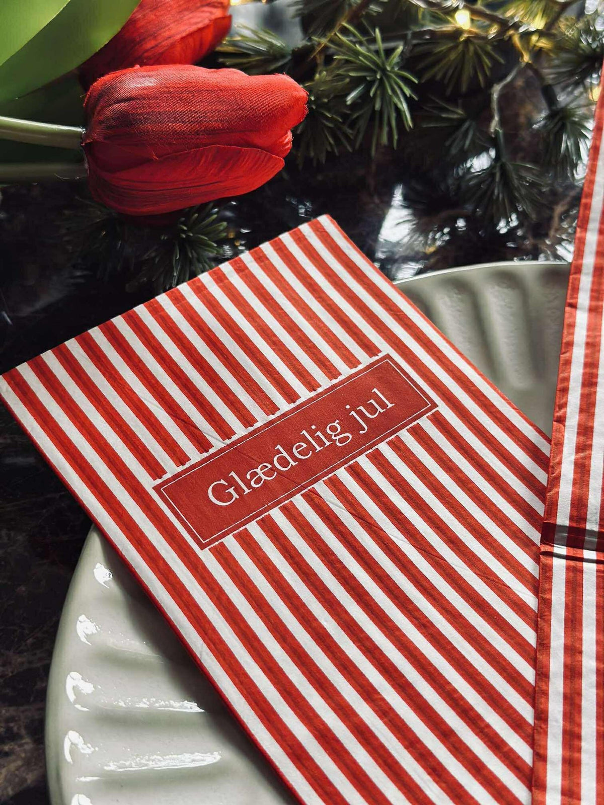 Servetten Jul - 20 st. Rood gestreept