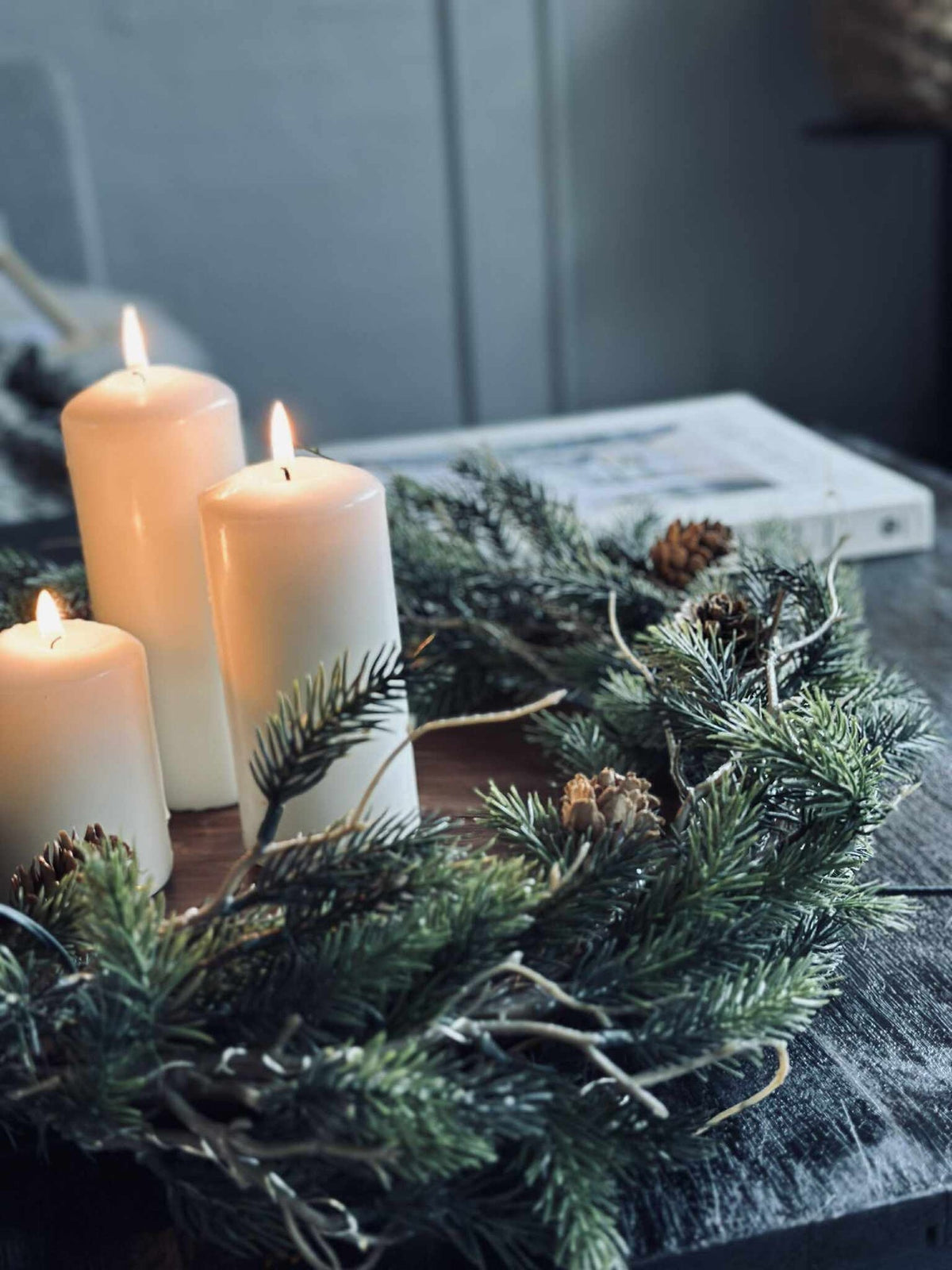 Kerstkrans met licht - Zonder sneeuw