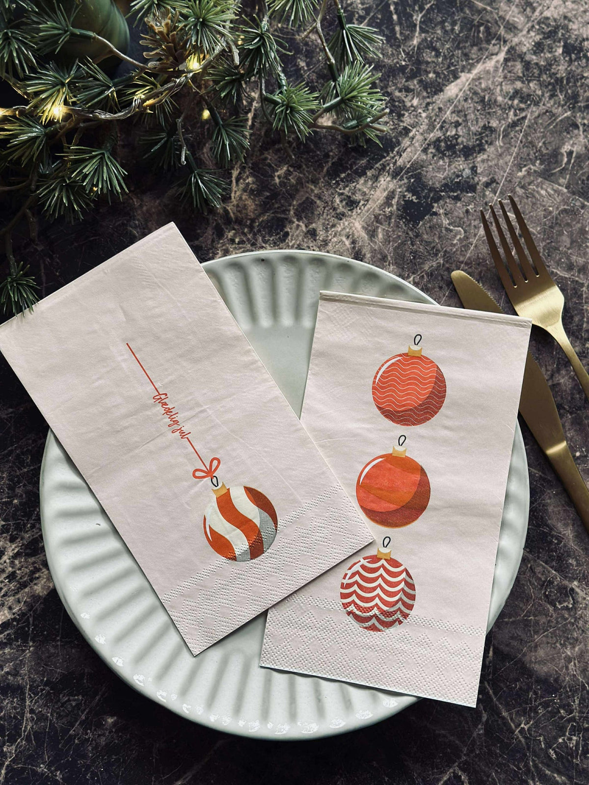 Servetten Kerst - 20 st. Rood / Zand