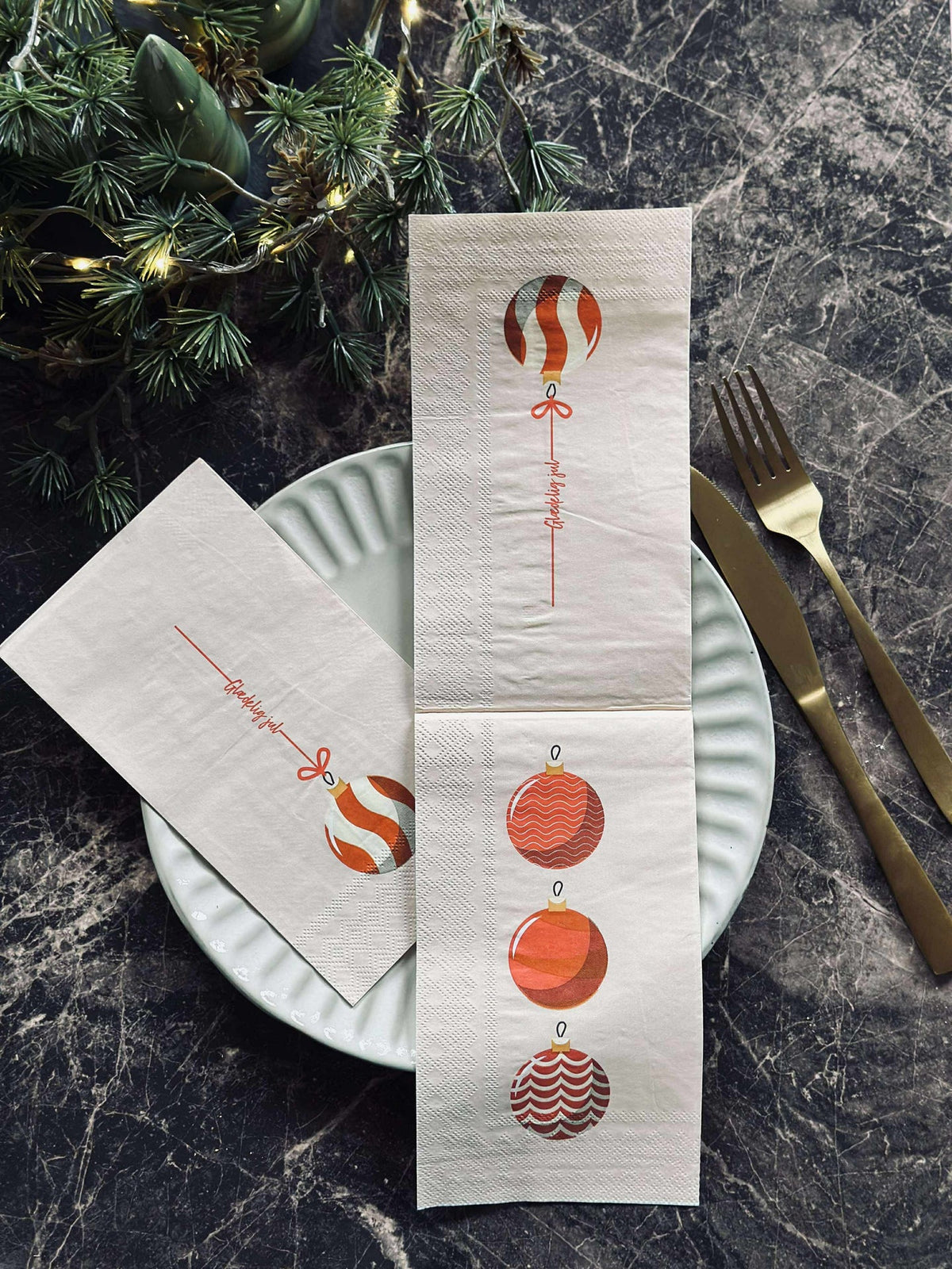 Servetten Kerst - 20 st. Rood / Zand