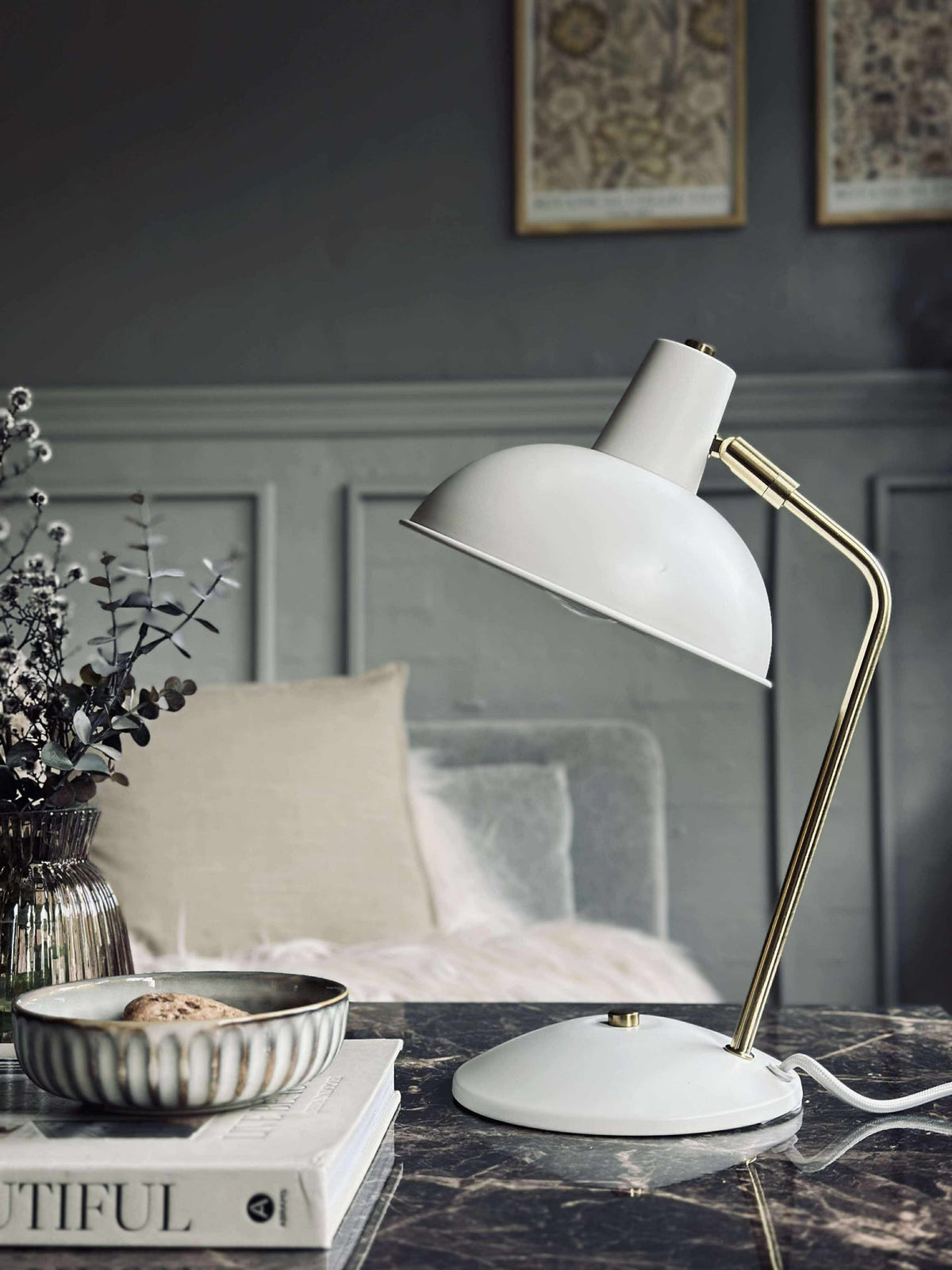 Tafellamp Retro - Wit / goud