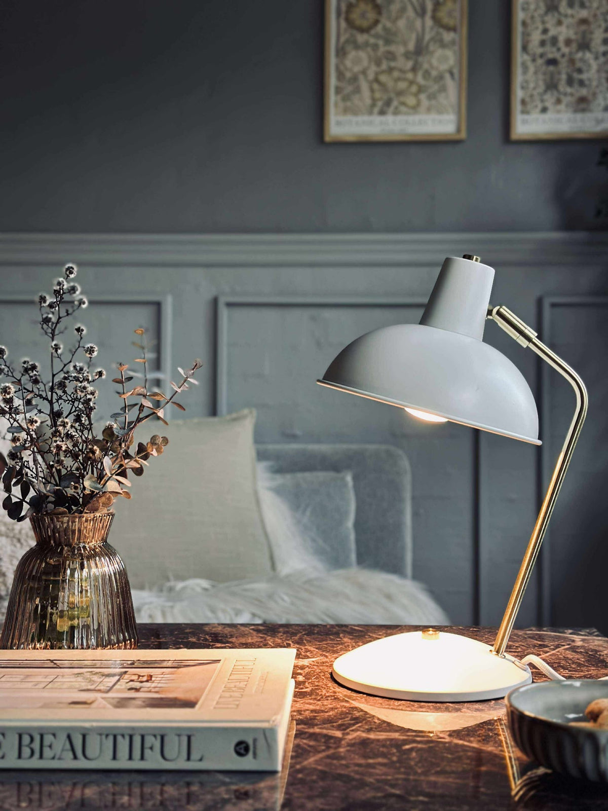 Tafellamp Retro - Wit / goud