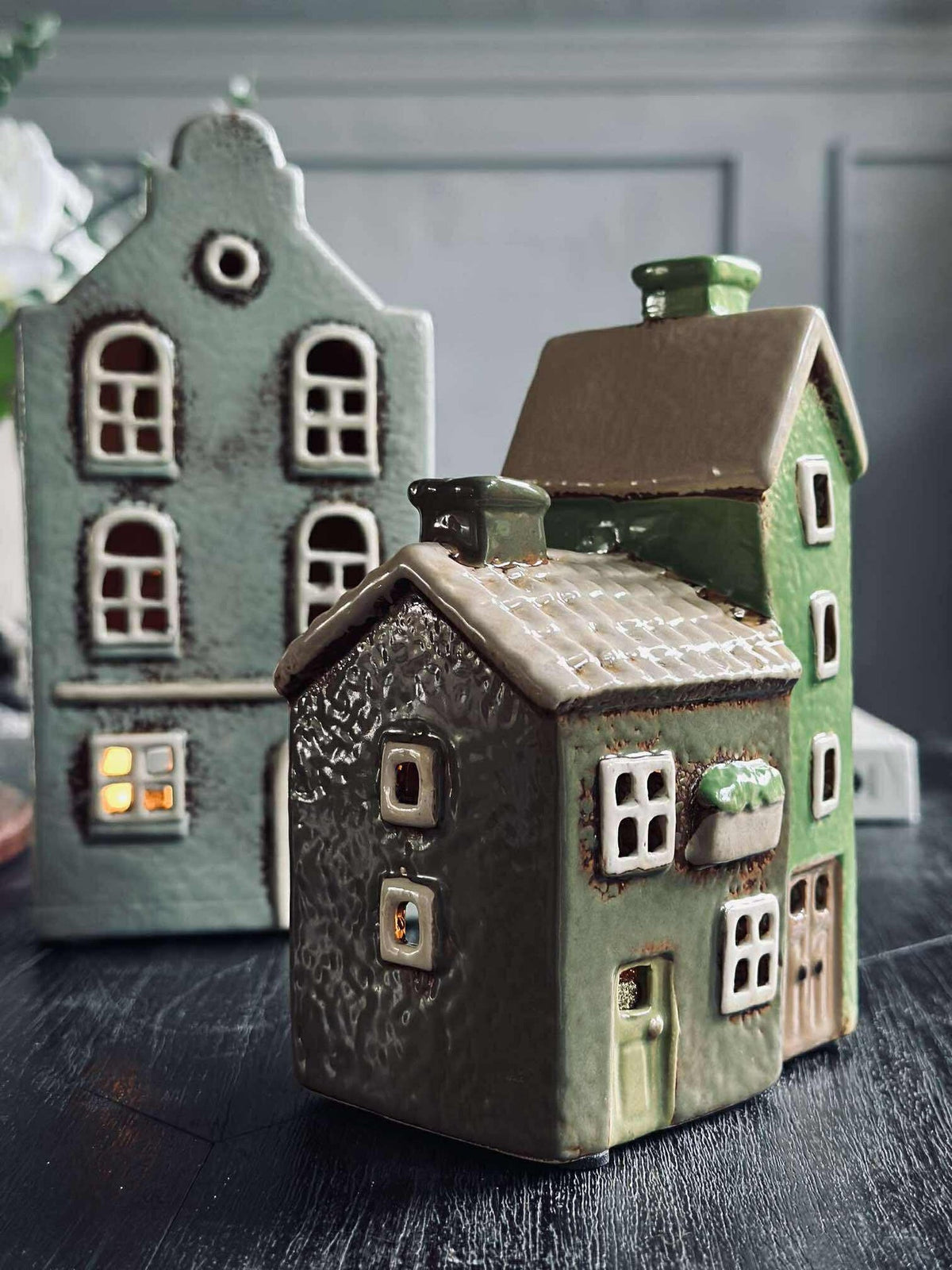 Lyshus Dobbelt Keramik - Groen