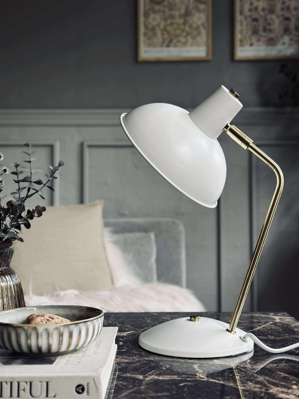 Tafellamp Retro - Wit / goud