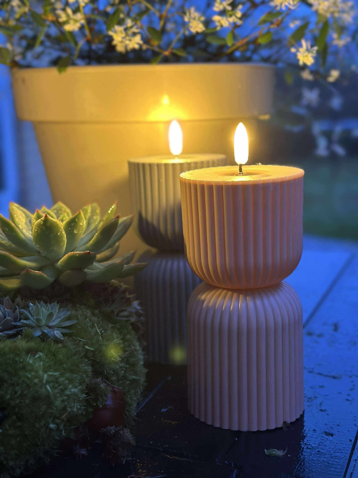 LED Stompkaars Roze/Beige zandloper - Buiten