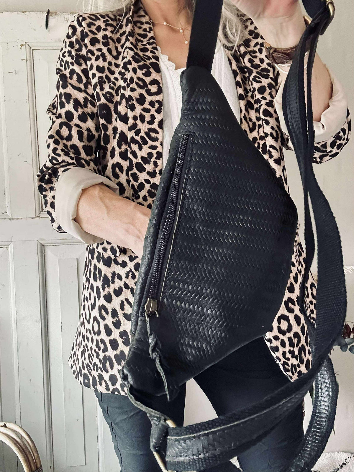 Bumbag Tasha - Zwart gevlochten