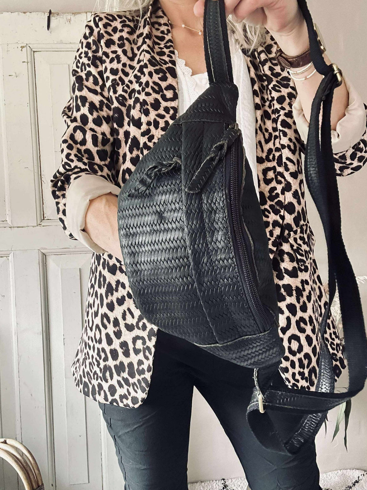Bumbag Tasha - Zwart gevlochten