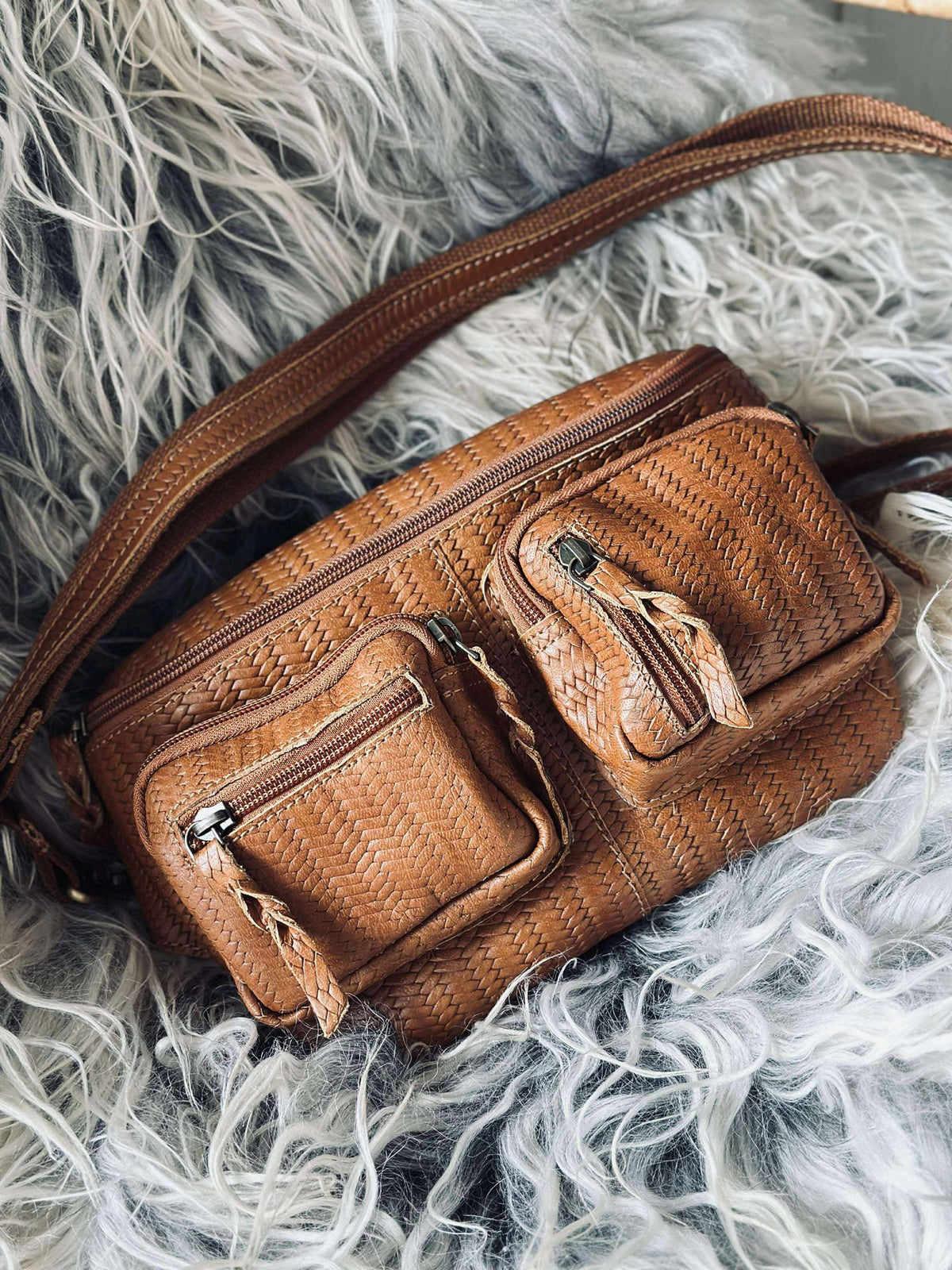 Bumbag Kaya - Cognac vlecht