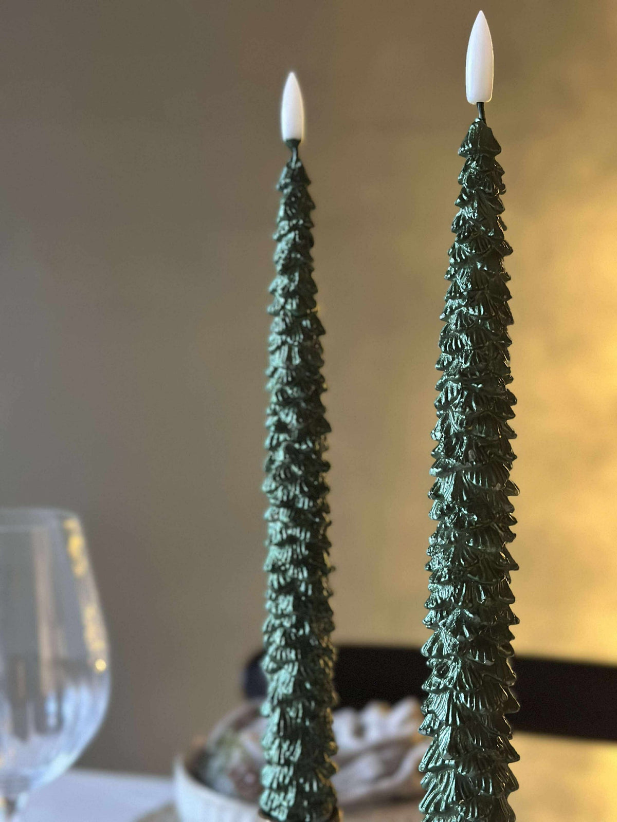 LED dinerkaarsen 2 st. - kerstboom groen