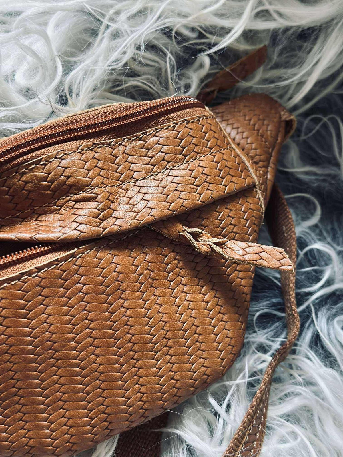 Bumbag Tasha - Cognac vlechtwerk