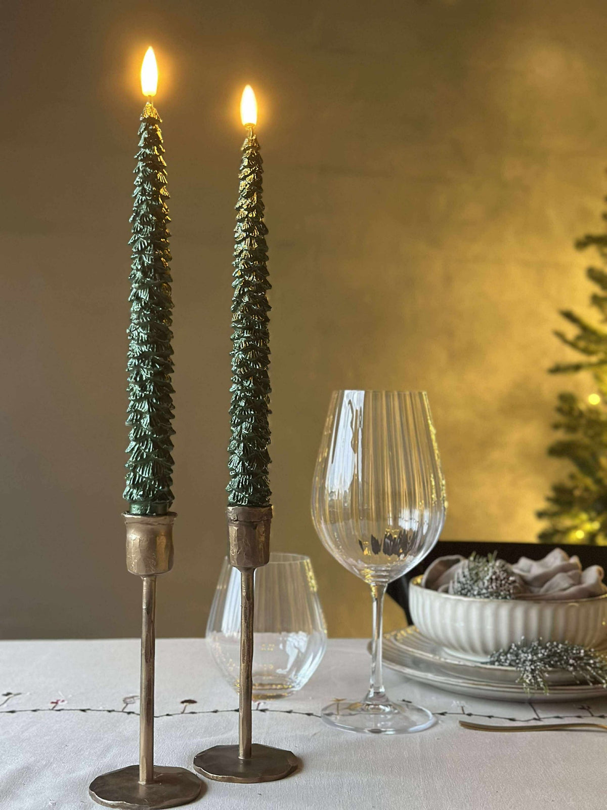 LED dinerkaarsen 2 st. - kerstboom groen