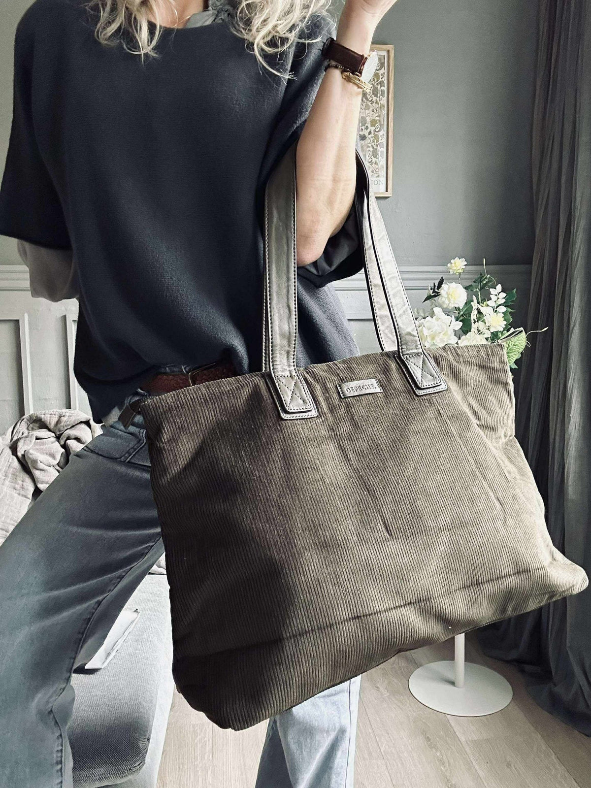 Shopper fluweel - Army