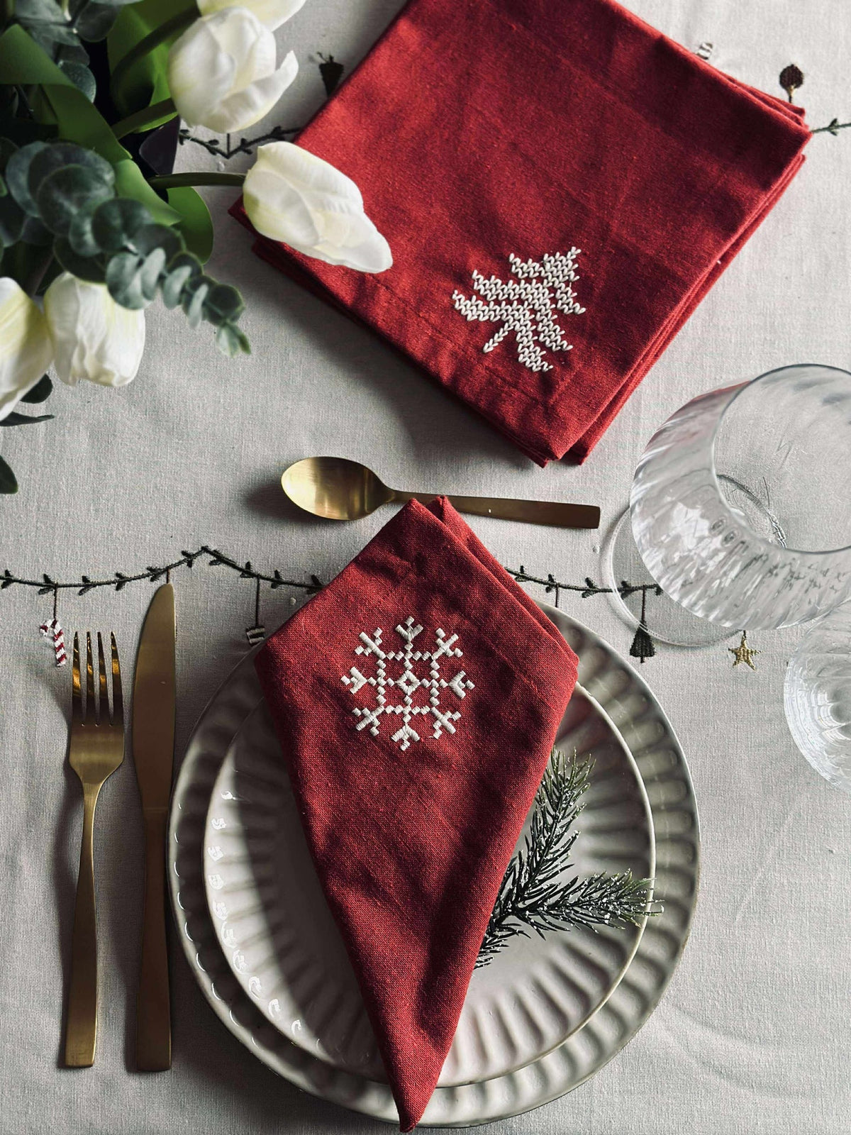 Servetten Rood Kerst - 4 stuks