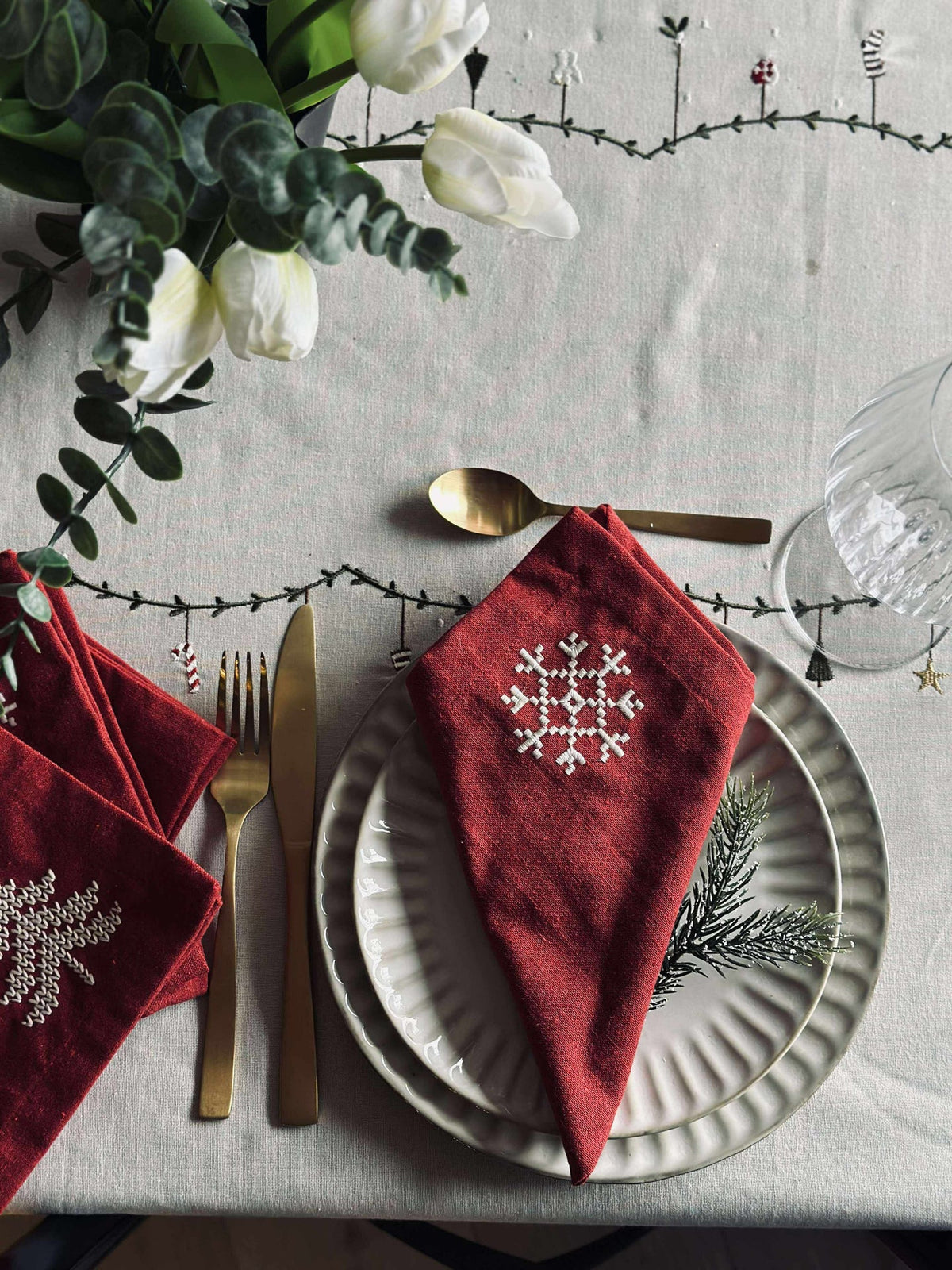 Servetten Rood Kerst - 4 stuks