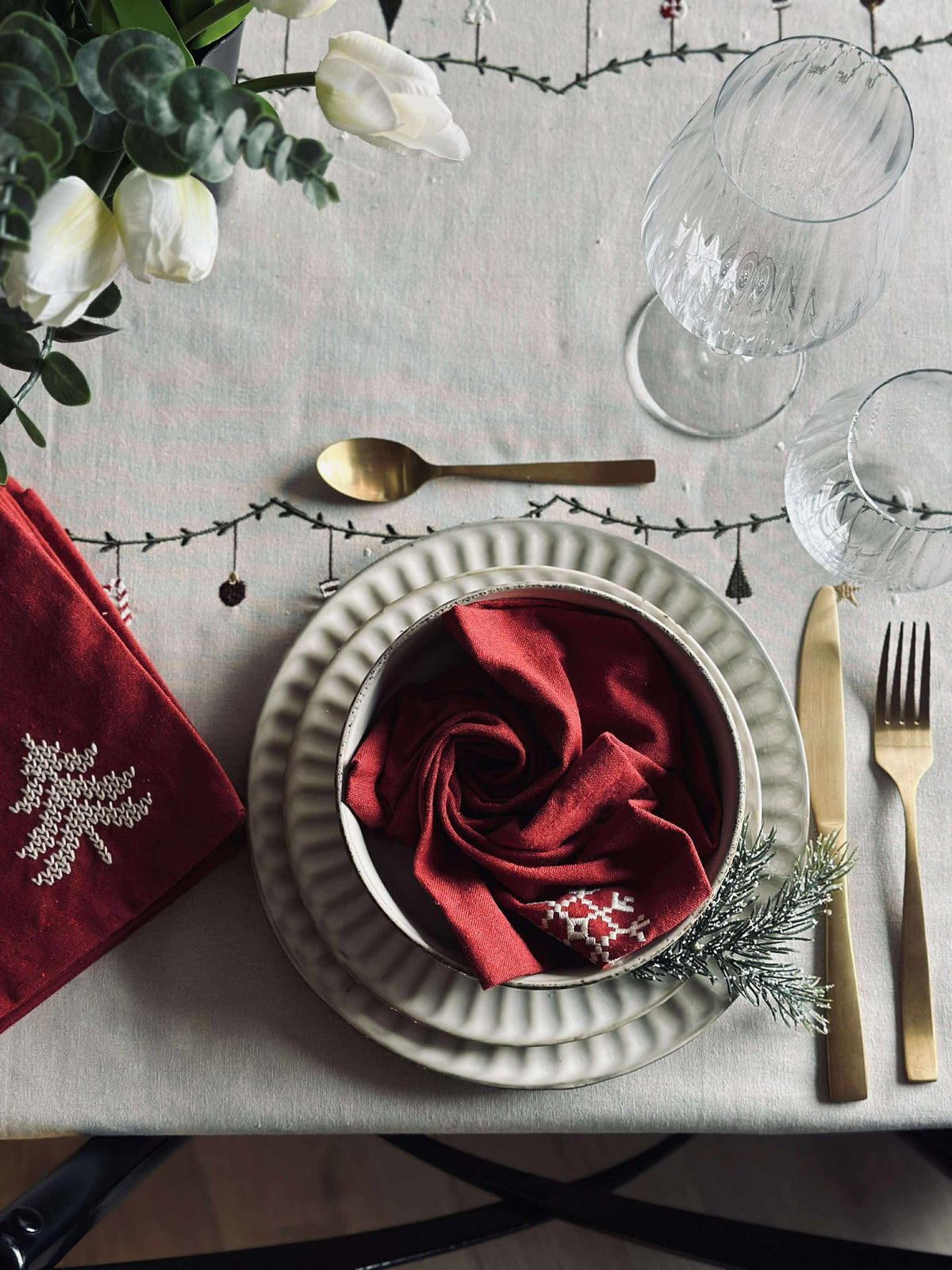 Servetten Rood Kerst - 4 stuks