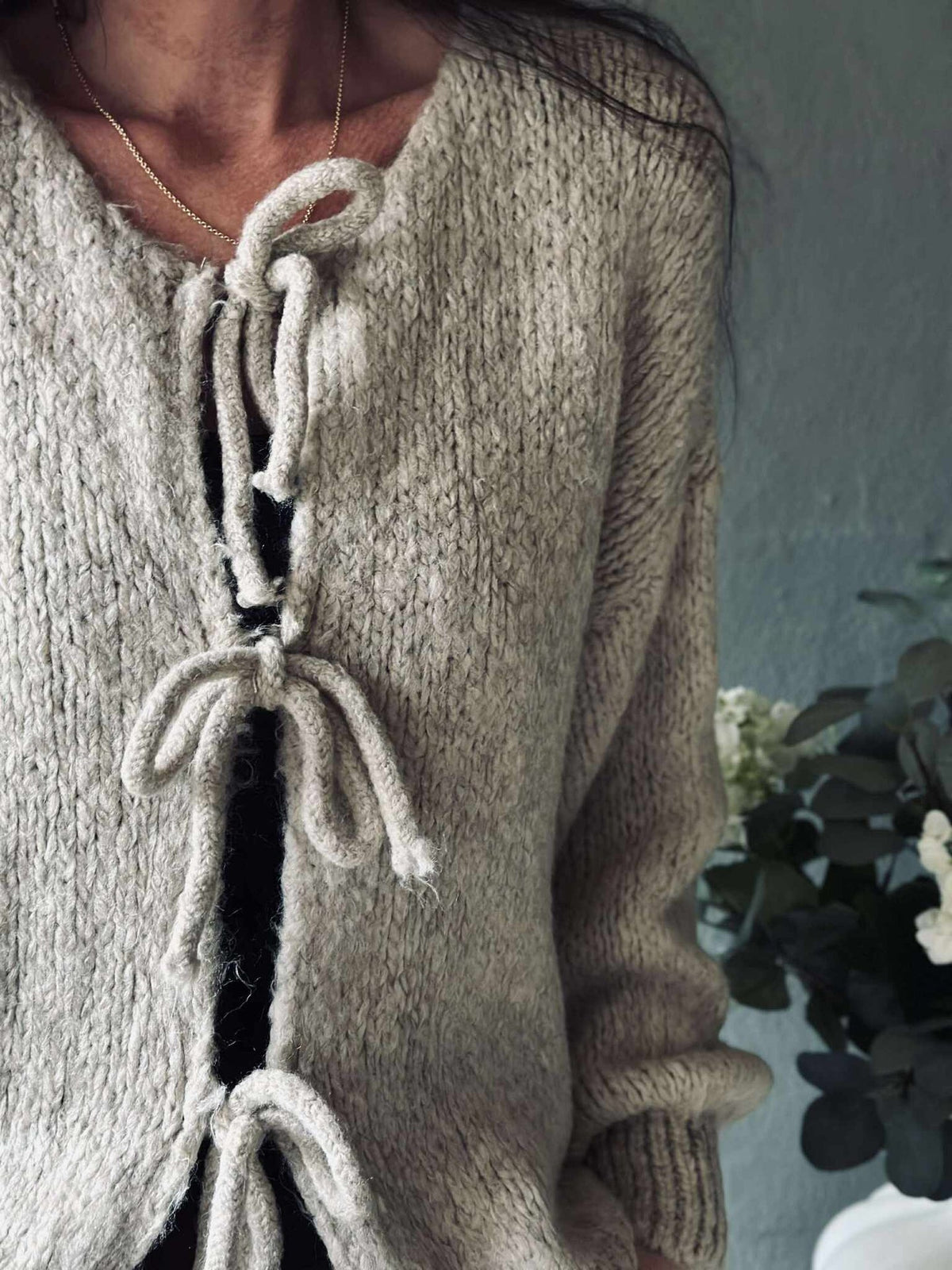 Cardigan met strikjes - Beige