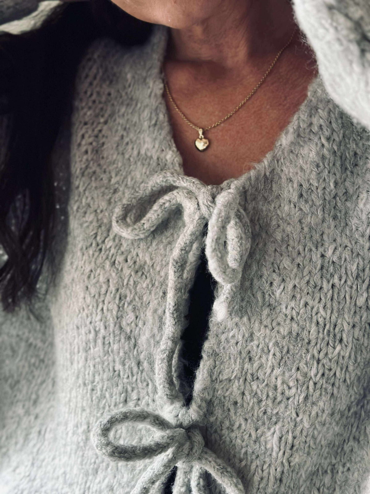 Cardigan met strikdetails - Grijs