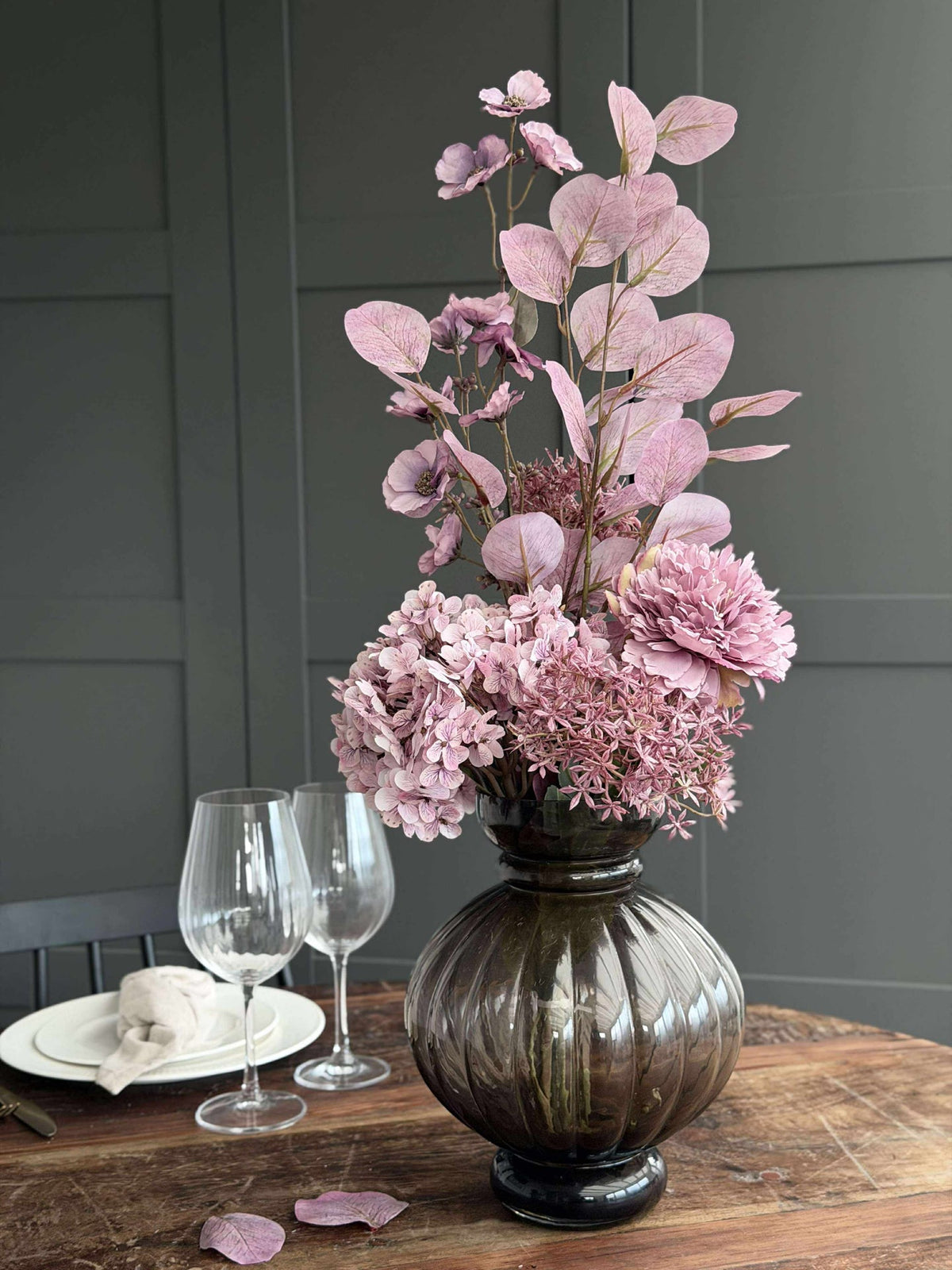 Boeket met hortensia - Lila / roze