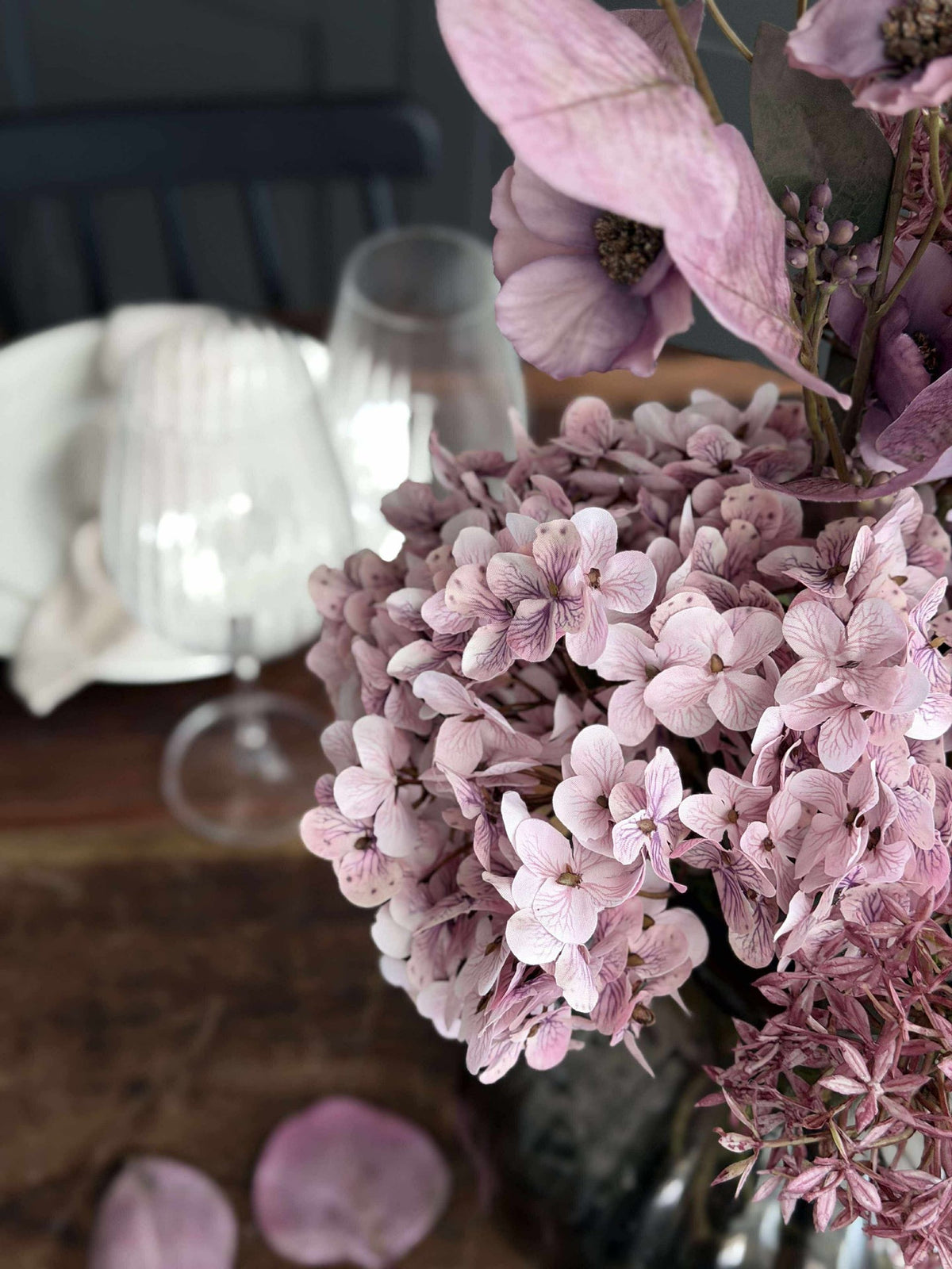 Boeket met hortensia - Lila / roze