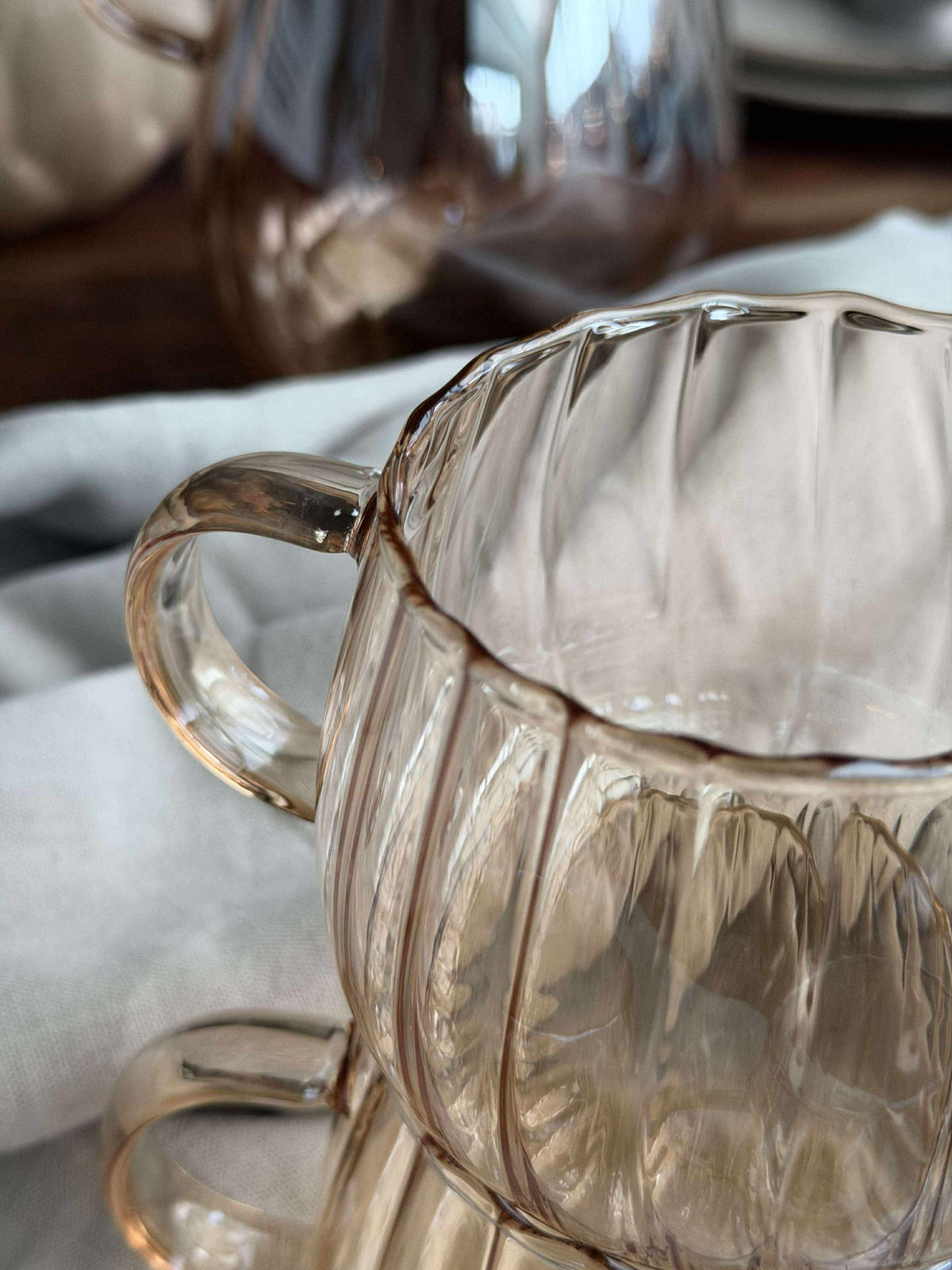 Glazen bekers met ribbels - 4 st.