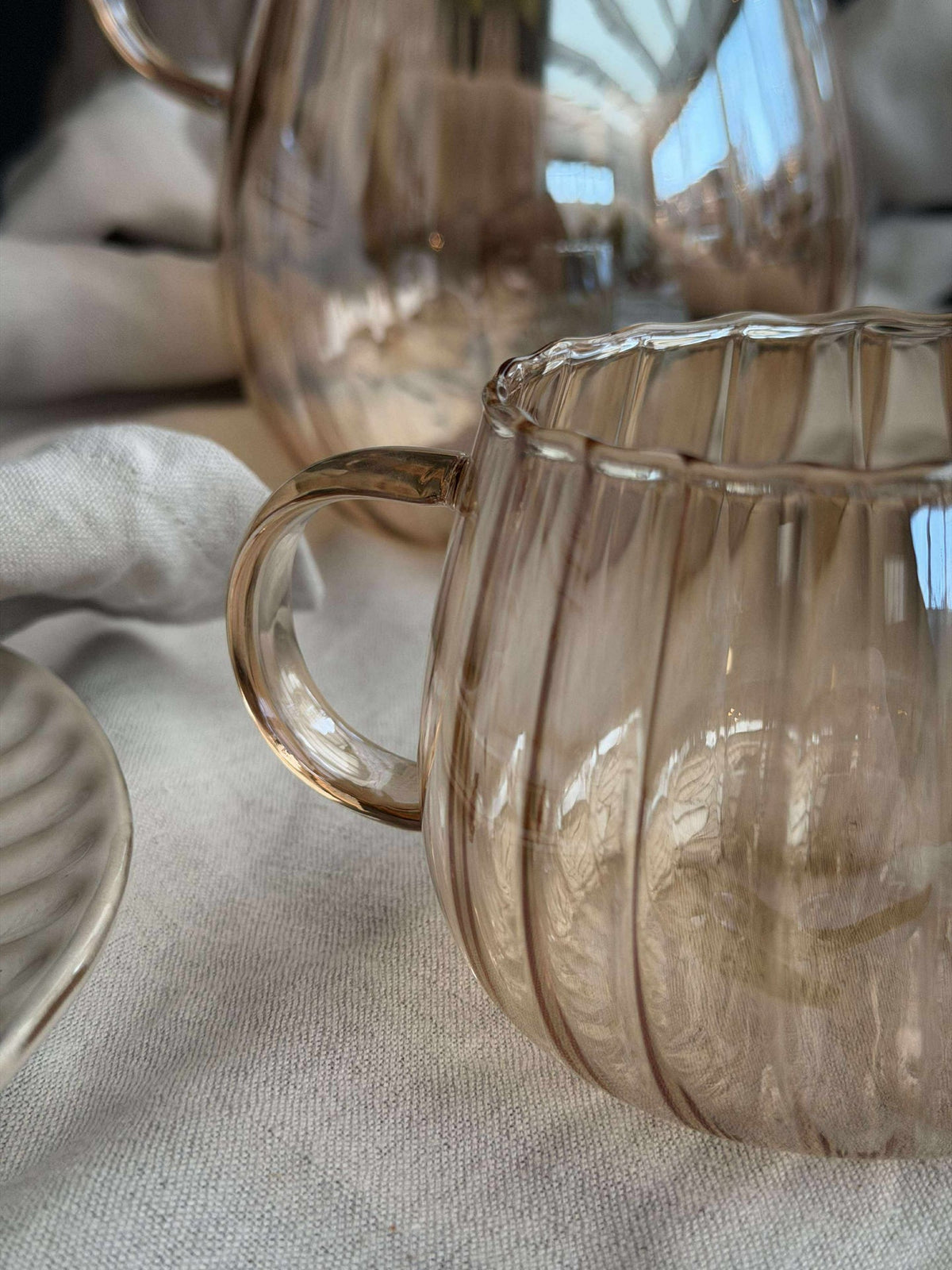 Glazen bekers met ribbels - 4 st.