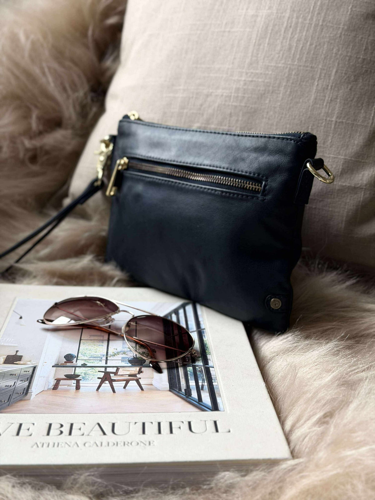 Mooie leren clutch - LADY Midnight Blue