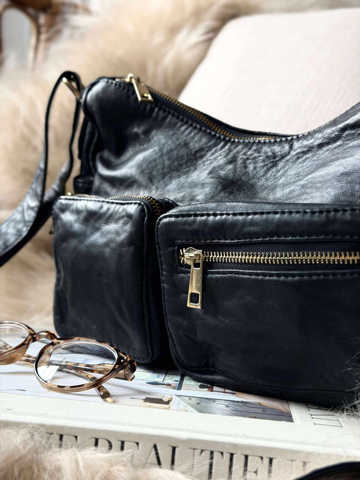 Schoudertas Sienna - Black gold