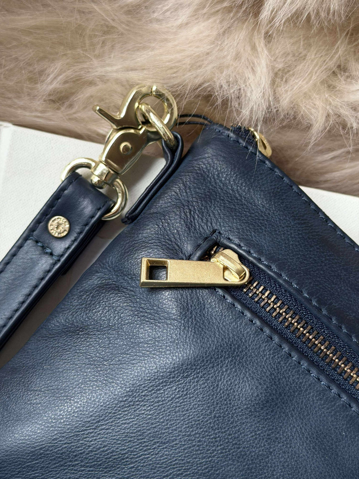 Mooie leren clutch - LADY Midnight Blue
