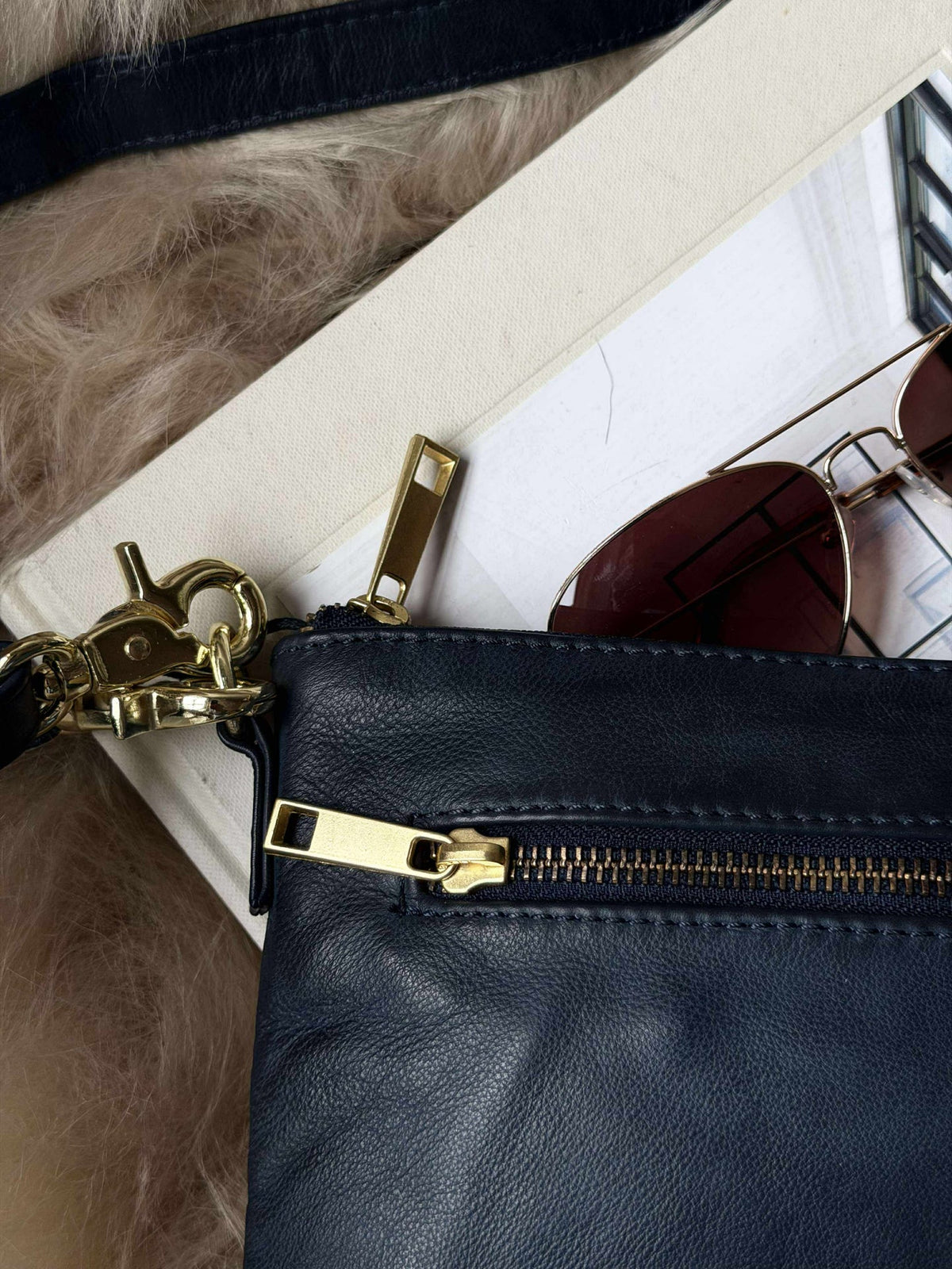 Mooie leren clutch - LADY Midnight Blue