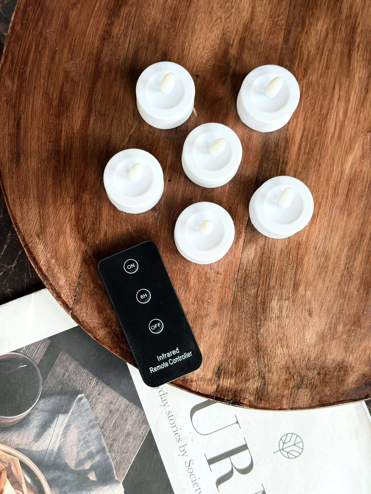 LED theelichtjes 6 stuks + Afstandsbediening met timer