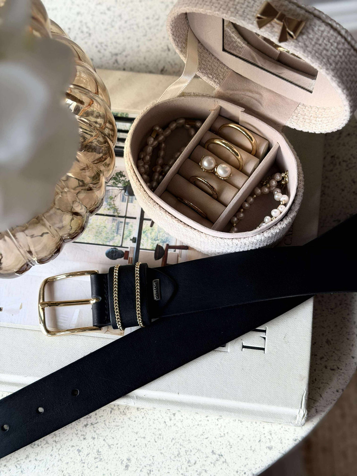 Jeansriem - Black / gold