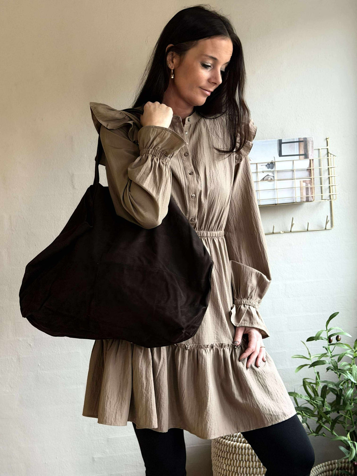 Shopper Julia suède - Dark coffee